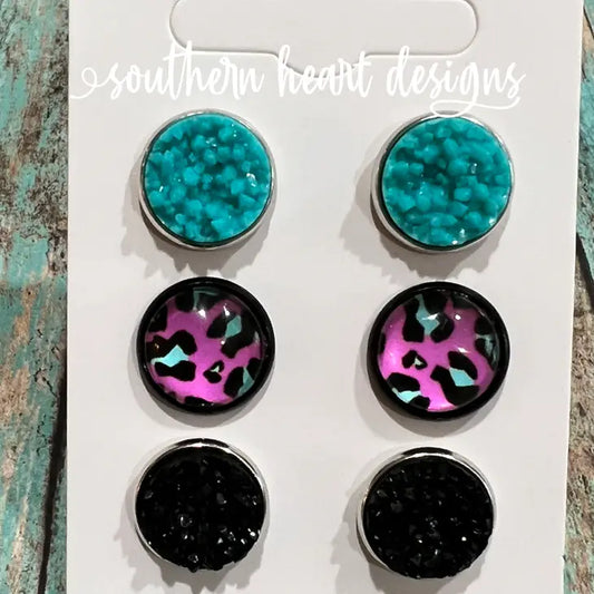 3 Pk Earrings- Party Time