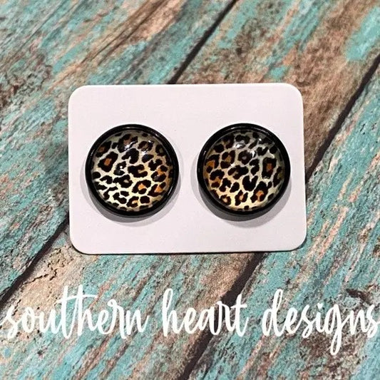 Leopard Earrings-Black Base