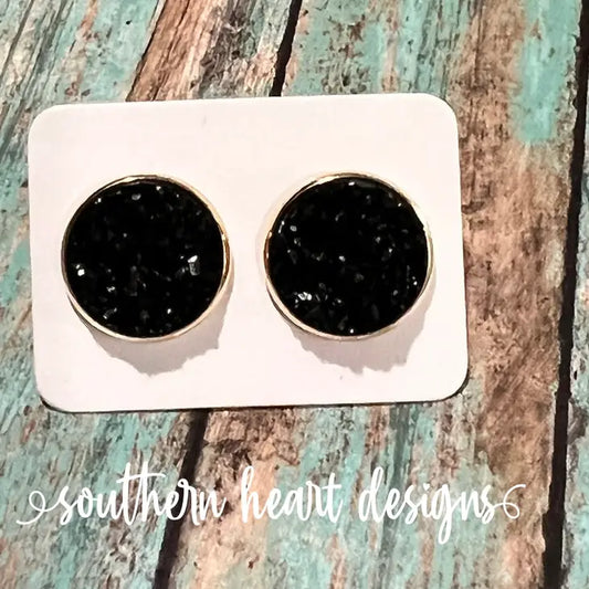 Black Earrings- Gold Base