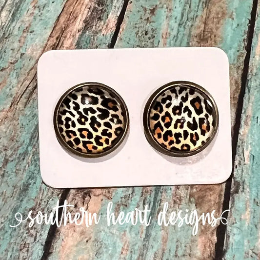 Leopard Earrings-Bronze Base