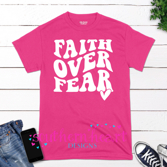 Faith Over Fear T Shirt-Pink